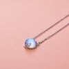 2022 Round Blue Aurora Stone Inlaid Pendant Women's Necklace Metal Clavicle Chain Accessorie Party Jewelry Girl Gift