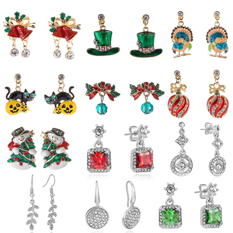 2022 Santa Claus Stud Earrings Bell Elk Exquisite & Small Snowman Earings For Women Girls Christmas Jewelry Special Offer