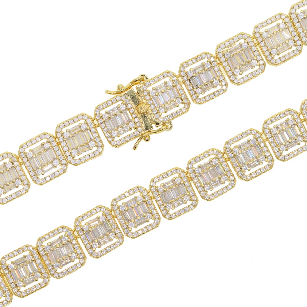 2021 Silver Color 11mm Square Cubic Zirconia Tennis Chain Necklace Iced Out AAA CZ Hiphop Choker  Jewelry For Women