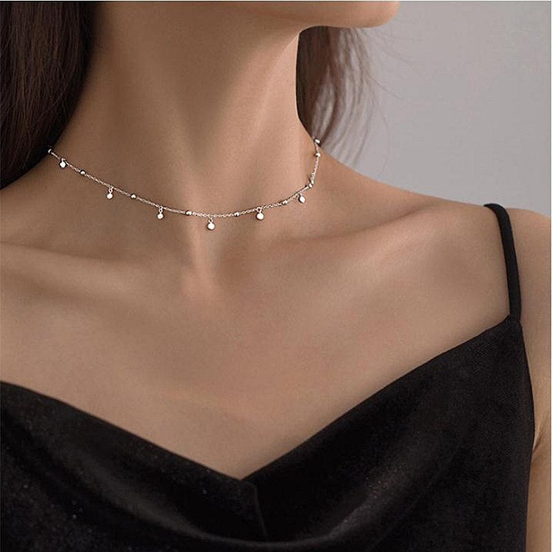 Small silver choker necklace new arrivals