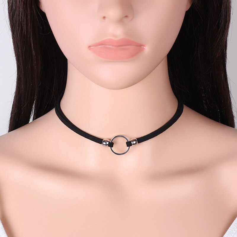 2021 Simple Black Velvet Punk Choker Necklace for women Collar Necklace Gold color Circle Chocker Minimalist Jewelry