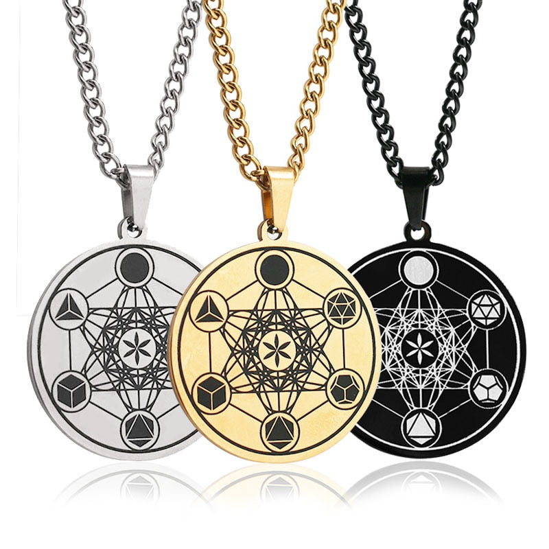 2021 Stainless Steel Necklace for Men's Life Angel Seal Solomon Magic Circle Amulet Titanium Steel Pendant Jewelry