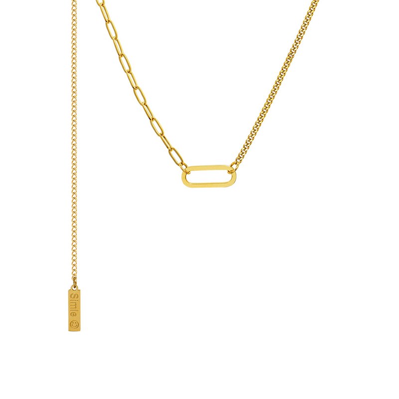 2021 Style Geometric Ellipse Clavicle Necklaces For Women Wedding Accessories Punk Gothic Stainless Steel Jewelry Collier