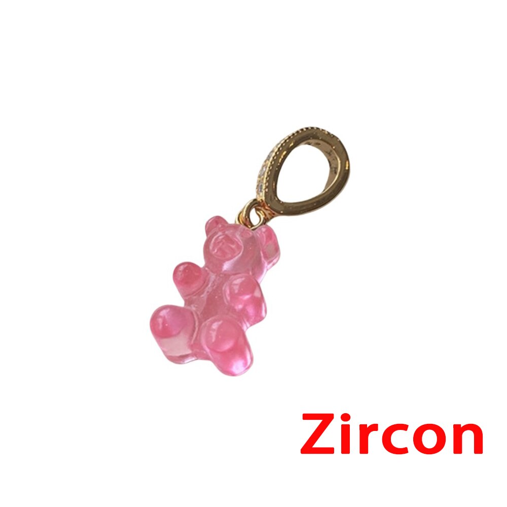 2021 Summer Candy Gummy Bear Pearl Beaded Necklace For Women Colorful Resin Bear Zircon Pendant DIY Choker Y2K Party Jewelry