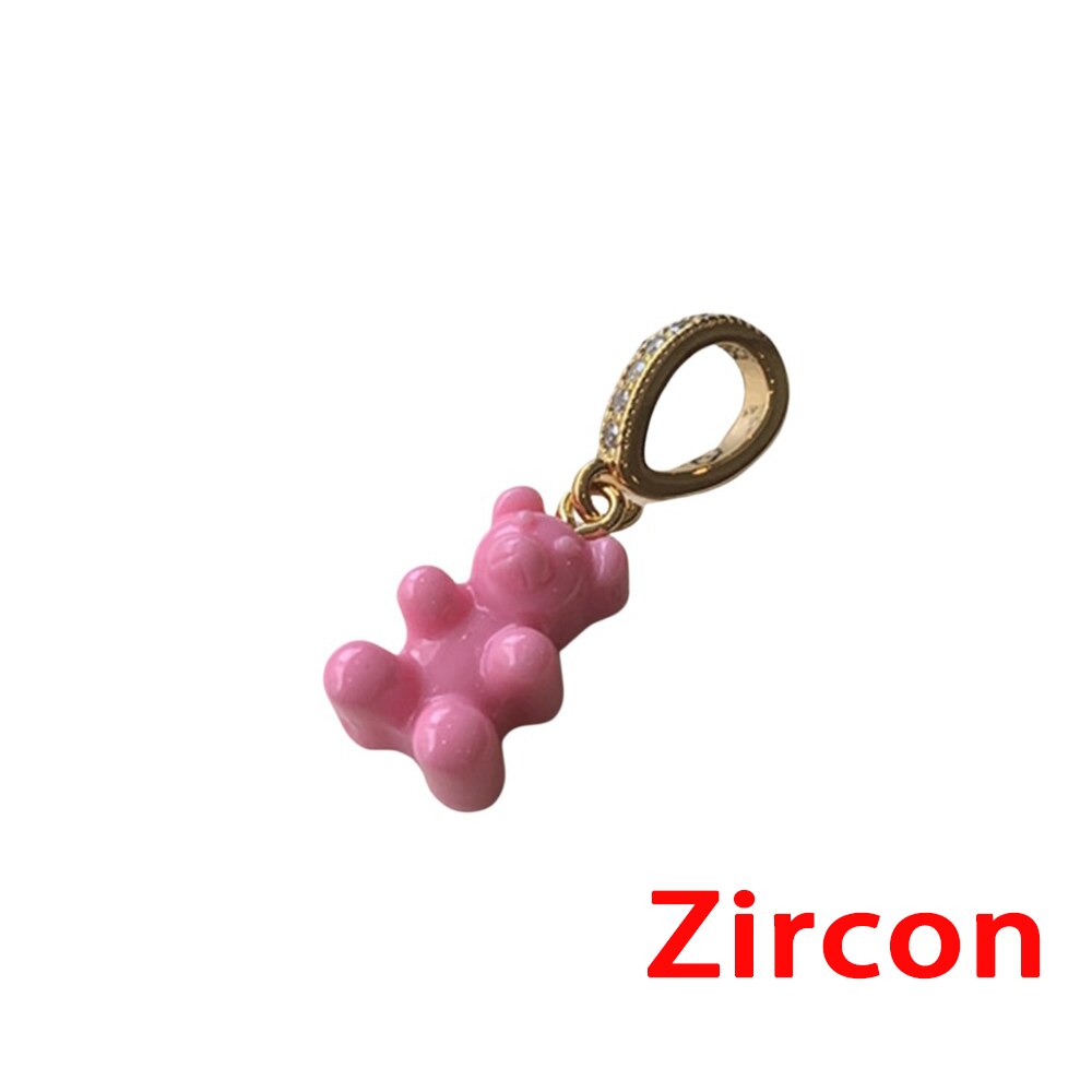 2021 Summer Candy Gummy Bear Pearl Beaded Necklace For Women Colorful Resin Bear Zircon Pendant DIY Choker Y2K Party Jewelry