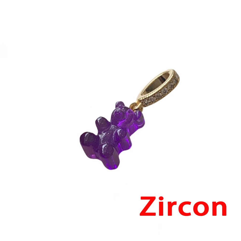 2021 Summer Candy Gummy Bear Pearl Beaded Necklace For Women Colorful Resin Bear Zircon Pendant DIY Choker Y2K Party Jewelry