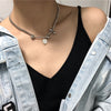 2021 Tend Hip Hop Punk Steel Titanium Metal Women's Necklace Personality Dumbbell Choker Clavicle Chain Popular Jewelry