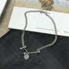 2021 Tend Hip Hop Punk Steel Titanium Metal Women's Necklace Personality Dumbbell Choker Clavicle Chain Popular Jewelry