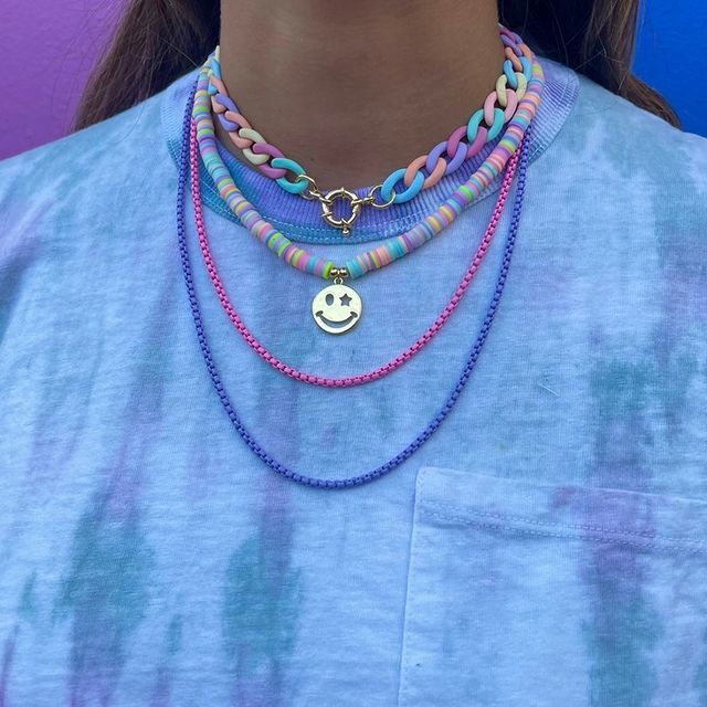 2021 Trend  Colorful Box Chain Women Necklace Width 2.5mm Chain Necklace For Women Party Jewelry Gift