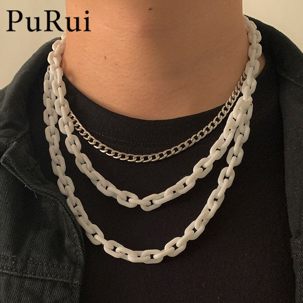 2021 Trendy Acrylic Chain Necklace Collar Statement Multilayered Chunky Thick Chain Choker Necklaces Punk Jewelry Gift