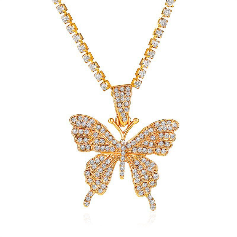 2022 Trendy Cute Small Animal Crystal Butterfly Pendant Necklace Women Silver Color Butterfly Choker Necklace Collar Chain