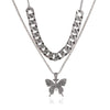 2022 Trendy Cute Small Animal Crystal Butterfly Pendant Necklace Women Silver Color Butterfly Choker Necklace Collar Chain