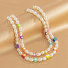 2021 Trendy Imitation Pearl Beaded Acrylic Colorful Star Heart Round Necklace for Women Girls Jewelry Accessories