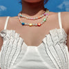 2021 Trendy Imitation Pearl Beaded Acrylic Colorful Star Heart Round Necklace for Women Girls Jewelry Accessories