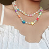 2021 Trendy Imitation Pearl Beaded Acrylic Colorful Star Heart Round Necklace for Women Girls Jewelry Accessories