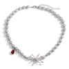 2021 Trendy Red Crystal Stone Fluorescent Beads Night Club Pearl Spider Pendant Necklace For Women Party Jewelry