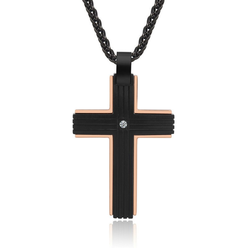 2022 Vanity  Men's Cross Necklace For Rose Gold And Black  24 Inches Chain Pendant Jewelry