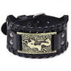 2022 Nordic Viking Symbol Fox Pattern Bracelet Men's Metal Leather Woven Jewelry Animal Accessories Party Gift