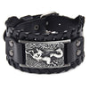 2022 Nordic Viking Symbol Fox Pattern Bracelet Men's Metal Leather Woven Jewelry Animal Accessories Party Gift