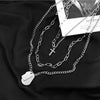 2022 Personality Hip Hop Multilayer Necklace Metal Cross Pendant Silver Color Chain Necklace for Women Men Unisex Jewelry чокер