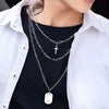 2022 Personality Hip Hop Multilayer Necklace Metal Cross Pendant Silver Color Chain Necklace for Women Men Unisex Jewelry чокер