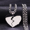 2022 Punk Broken Heart Stainless Steel Necklace Pendant for Women Silver Color Chain Necklaces Jewelry collier homme N4508S06