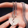 2022 Punk Broken Heart Stainless Steel Necklace Pendant for Women Silver Color Chain Necklaces Jewelry collier homme N4508S06