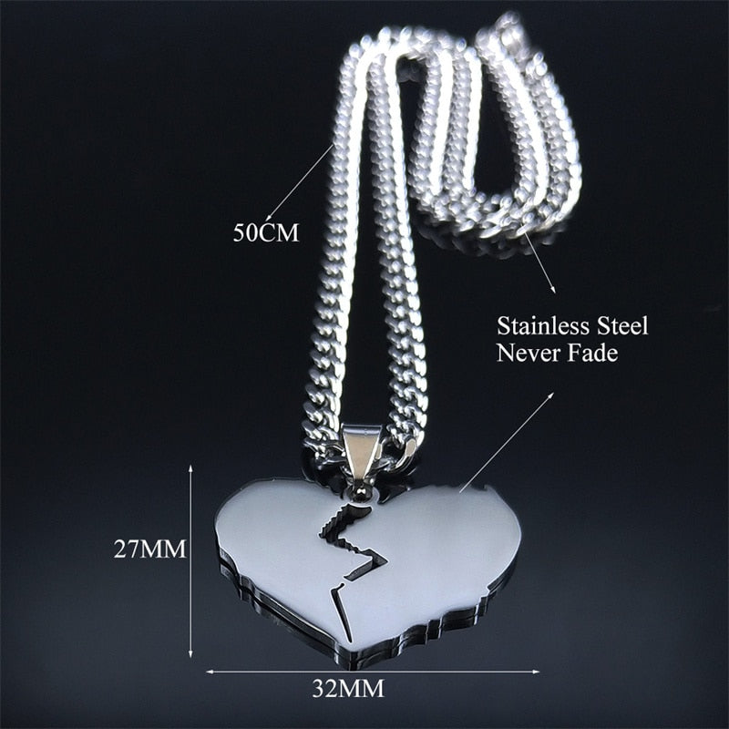 Punk Stainless Steel Color Padlock Heart Chain Necklace Pendant