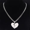 2022 Punk Broken Heart Stainless Steel Necklace Pendant for Women Silver Color Chain Necklaces Jewelry collier homme N4508S06