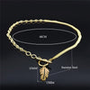 2022 Punk Leaf Stainless Steel Pendant Necklace Women Gold Color Chain Necklaces Jewelry acero inoxidable joyeria N3561S01