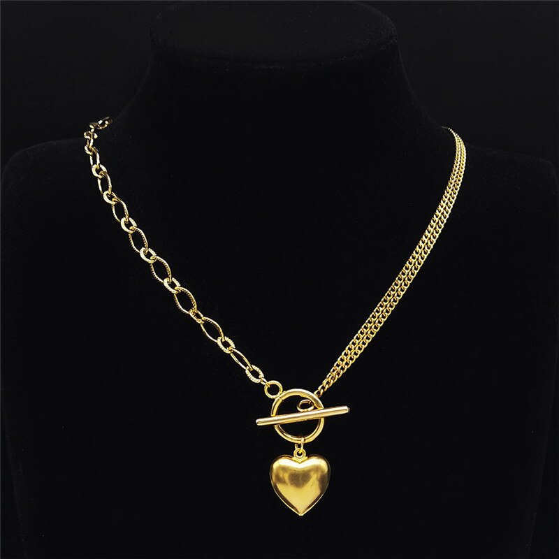 2022 Punk Leaf Stainless Steel Pendant Necklace Women Gold Color Chain Necklaces Jewelry acero inoxidable joyeria N3561S01