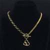 2022 Punk Leaf Stainless Steel Pendant Necklace Women Gold Color Chain Necklaces Jewelry acero inoxidable joyeria N3561S01