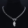 2022 Punk Leaf Stainless Steel Pendant Necklace Women Gold Color Chain Necklaces Jewelry acero inoxidable joyeria N3561S01