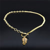 2022 Punk Leaf Stainless Steel Pendant Necklace Women Gold Color Chain Necklaces Jewelry acero inoxidable joyeria N3561S01