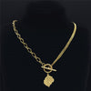 2022 Punk Leaf Stainless Steel Pendant Necklace Women Gold Color Chain Necklaces Jewelry acero inoxidable joyeria N3561S01