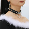 2021 Punk PU Leather Lock Key Heart Round Spike Rivet Collar Studded Choker Necklace Body Birthday Party Gift Choker Jewelry