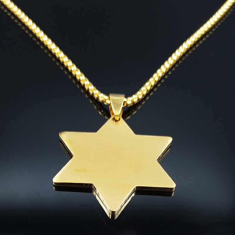 2022 Religious Muslim Allah Loran Stainless Steel Necklaces Men Gold Color Star Islam Necklace Jewelry chaine homme N1030S02