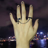 2021 Retro Punk Hip Hop Cross Ring Finger Chain Adjustable Two Link Ring Jewelry Gift Men's Women's Gothic Jewelry Rings