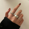 2021 Retro Punk Hip Hop Cross Ring Finger Chain Adjustable Two Link Ring Jewelry Gift Men's Women's Gothic Jewelry  Rings