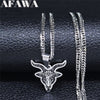 2022 Satan Sheep Head Stainless Steel Neckless Women Silver Color Necklace Pendant Jewelry joyeria acero inoxidable N3774S02
