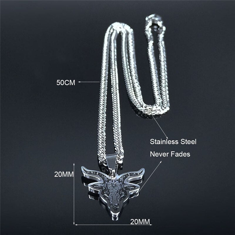 2022 Satan Sheep Head Stainless Steel Neckless Women Silver Color Necklace Pendant Jewelry joyeria acero inoxidable N3774S02