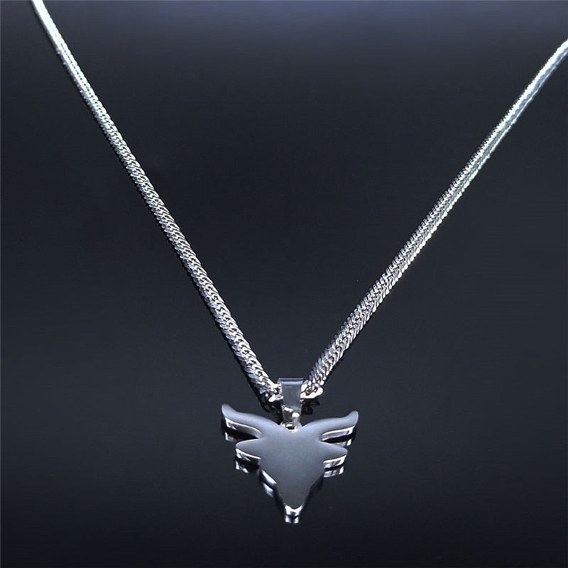 2022 Satan Sheep Head Stainless Steel Neckless Women Silver Color Necklace Pendant Jewelry joyeria acero inoxidable N3774S02