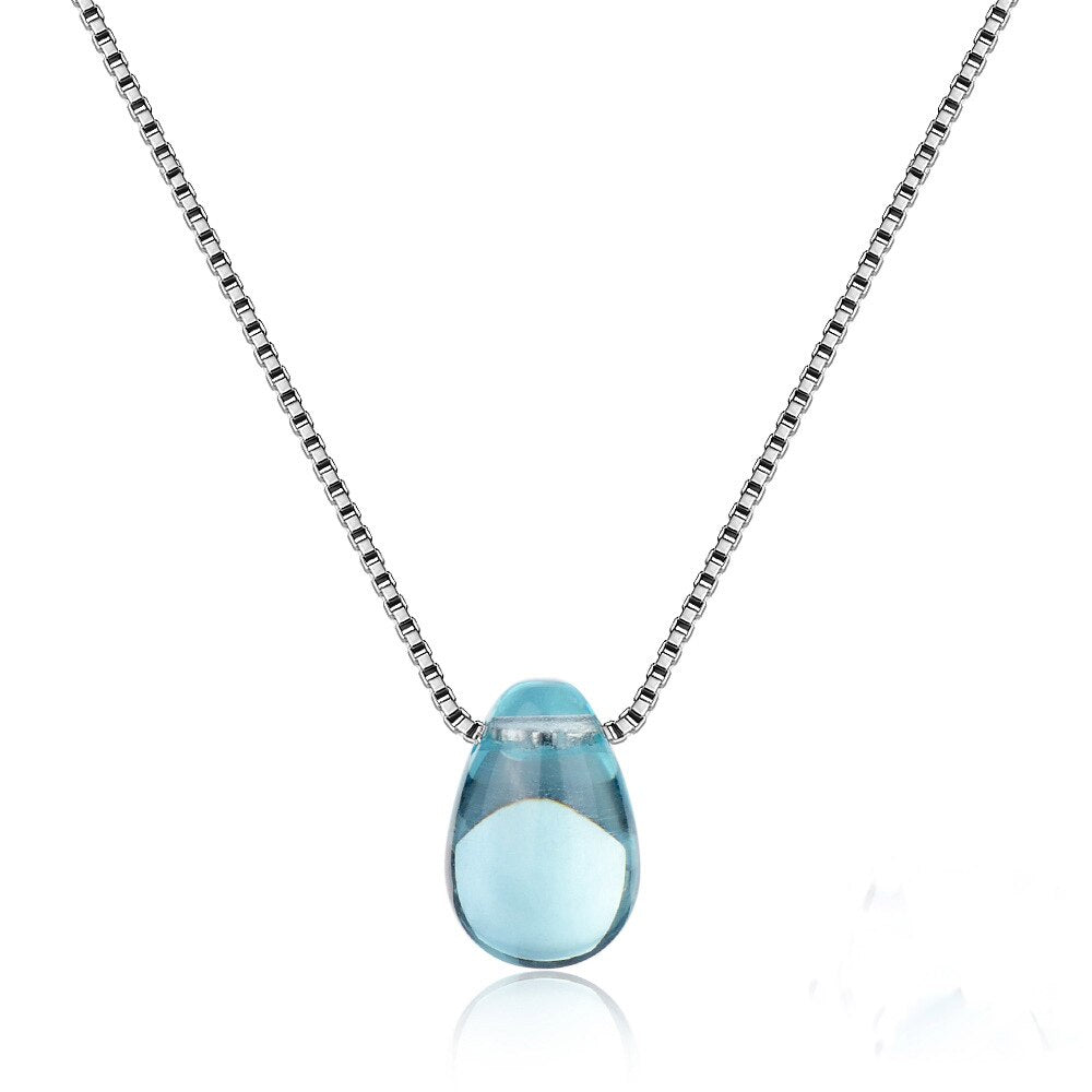 2022 Sell Top Lady Silver Color Blue Drop Water Pendant Necklace Crystal Jewelry Girls Women Jewelry