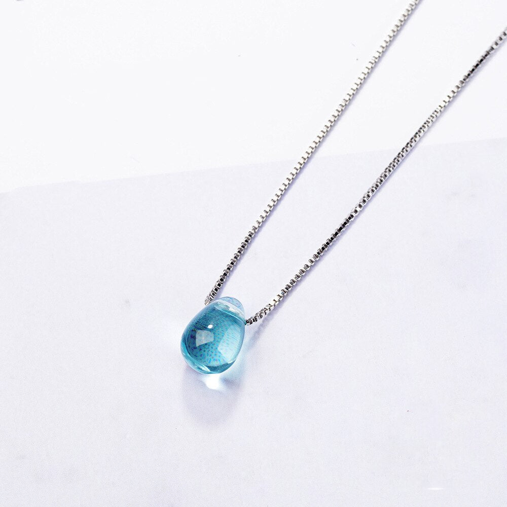 2022 Sell Top Lady Silver Color Blue Drop Water Pendant Necklace Crystal Jewelry Girls Women Jewelry