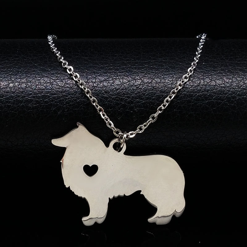 2022 Stainless Steel Border Collie Dog Chain Necklace Pets Dog Statement Necklace Women Jewelry Maxi colar feminino N963S01