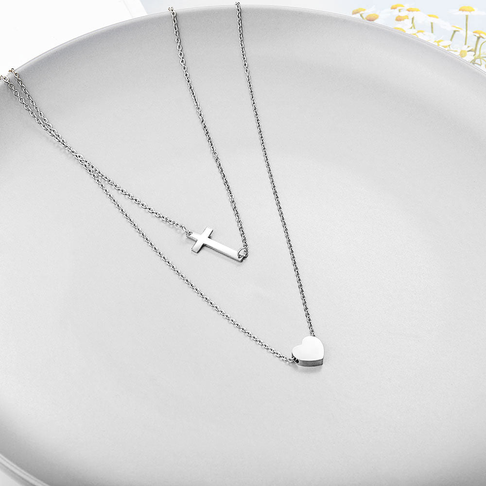 2021 Stainless Steel Choker Necklace Women Gold Color Sideways Cross Necklace Tiny Short Chain Collares Female Religious Jewelry