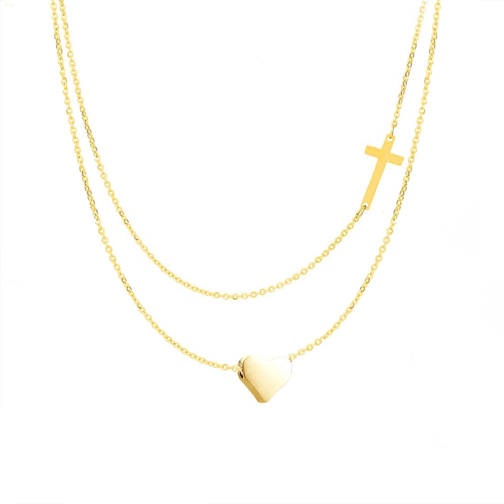 2021 Stainless Steel Choker Necklace Women Gold Color Sideways Cross Necklace Tiny Short Chain Collares Female Religious Jewelry