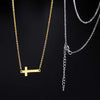 2021 Stainless Steel Choker Necklace Women Gold Color Sideways Cross Necklace Tiny Short Chain Collares Female Religious Jewelry