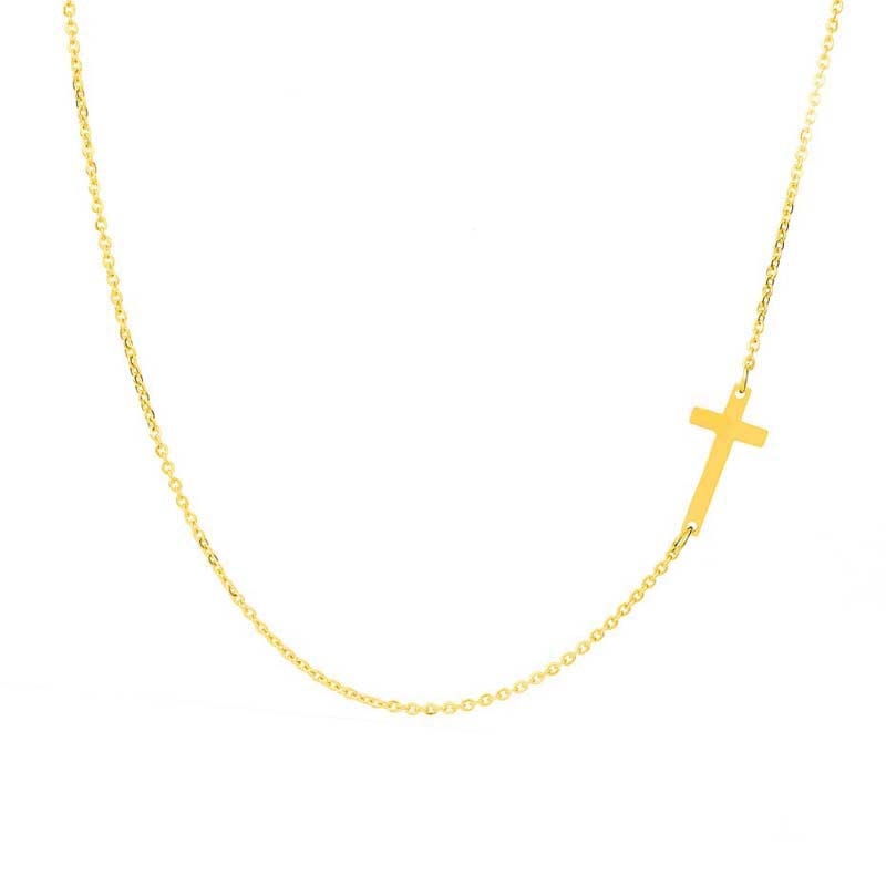 2021 Stainless Steel Choker Necklace Women Gold Color Sideways Cross Necklace Tiny Short Chain Collares Female Religious Jewelry