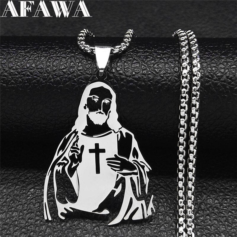 2022 Stainless Steel Christian Jesus Necklaces Chain Women/Men Statement Necklace Jewelry colgantes acero inoxiable N7022S02